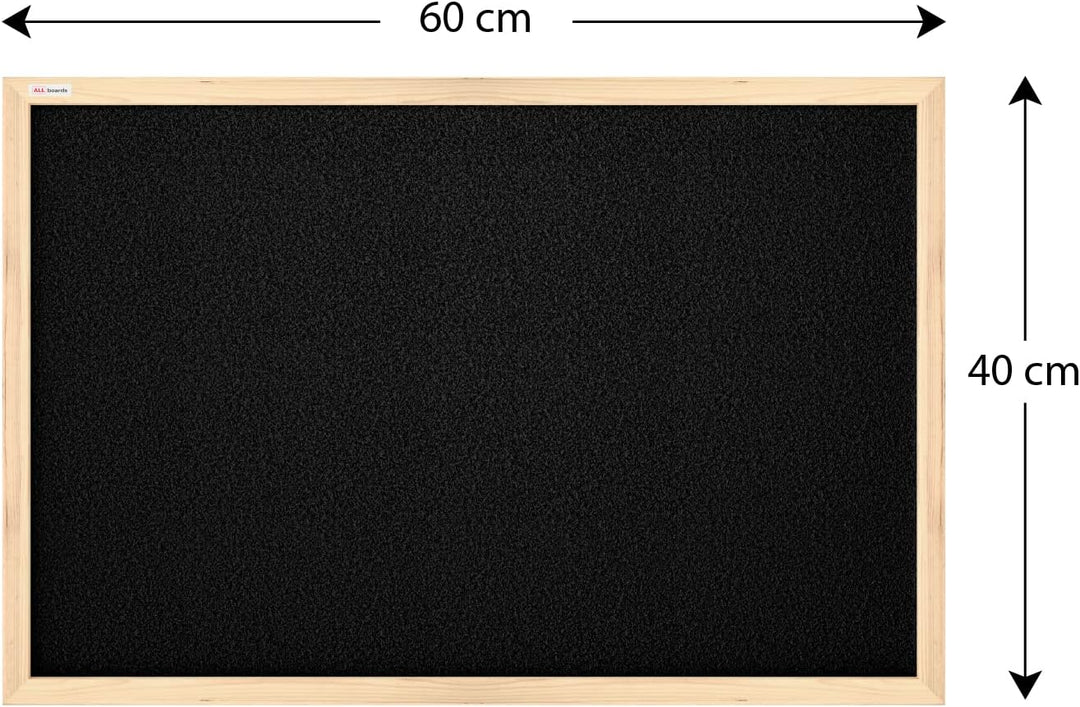 ALLboards Schwarz Pinnwand mit Holz Rahmen 60x40cm Korktafel Korkwand Pinnwand Kork Farbiger Kork 60