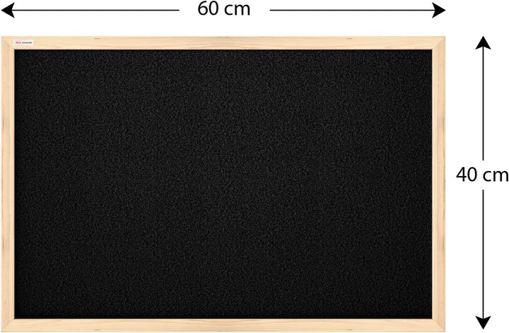 ALLboards Schwarz Pinnwand mit Holz Rahmen 60x40cm Korktafel Korkwand Pinnwand Kork Farbiger Kork 60