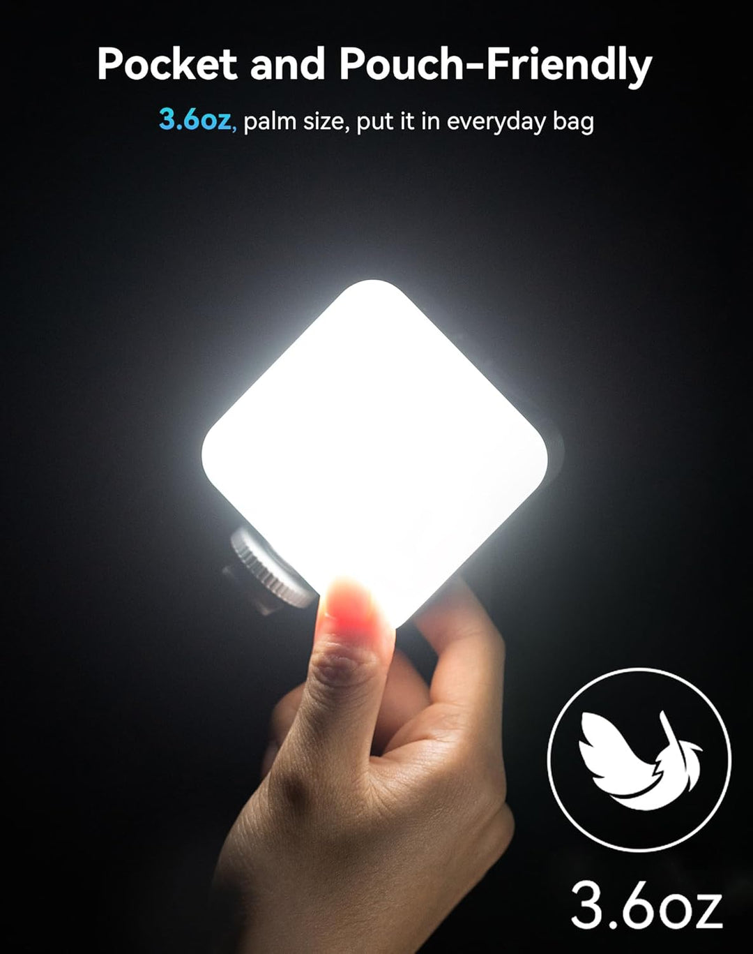 SMALLRIG P96 Mini LED Videoleuchte, 96 LED-Perlen mit Inbegriffen Cold Shoe, 1100Lux@0,3m, 103g, Tra