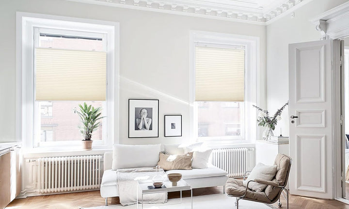 bobodeco Plissee ohne Bohren Klemmfix Faltrollo Jalousie Beige 55x150cm (BxH), Plisseerollo Sichtsch