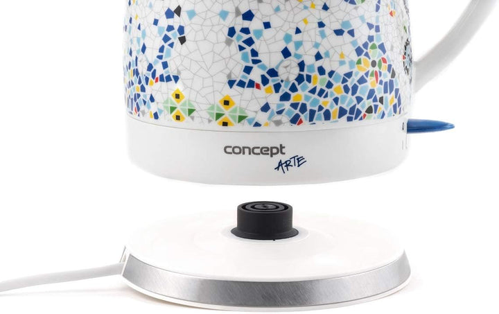 CONCEPT rk0020 Wasserkocher, Ceramic, 1.5 liters, Weiss + Muster