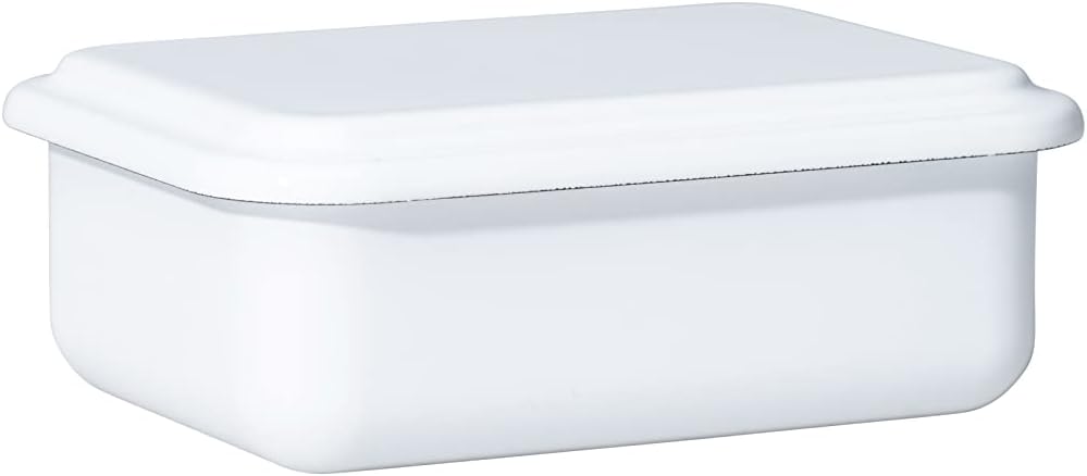 Riess, 0411-033, Vorratsbehälter mit Deckel, 15x11x5cm, Emaille, Design SERVE + STORE, WEISS, Gewich