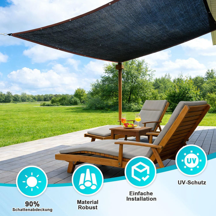 Sonnensegel 2x5 m Garden Shade Net,90% UV-Beständiges Terrassendach Sonnenschutz,Schwarz Schattennet
