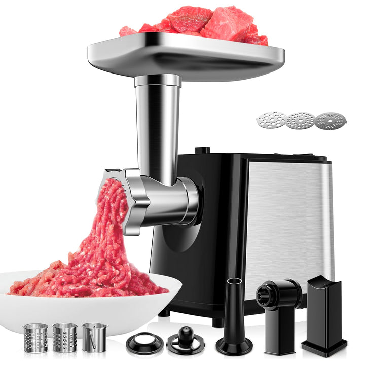 Helangel Elektrischer Fleischwolf, 2000-W-Fleischwolf, Professioneller Wurstmacher & Kubbe-Set mit 3