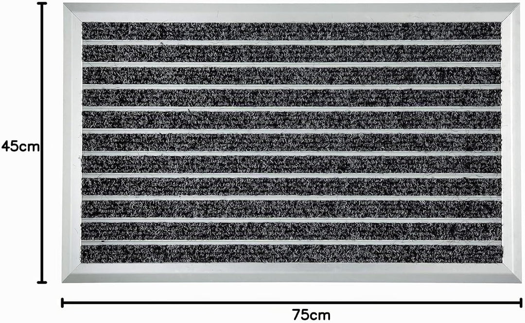 ASTRA rutschfeste Fussmatte aussen - Alu-Matte Exclusiv Mat - Aluminium Fussabtreter 45 x 75 cm Schm
