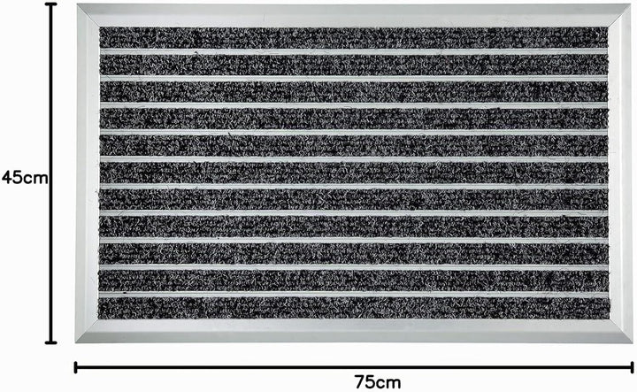 ASTRA rutschfeste Fussmatte aussen - Alu-Matte Exclusiv Mat - Aluminium Fussabtreter 45 x 75 cm Schm