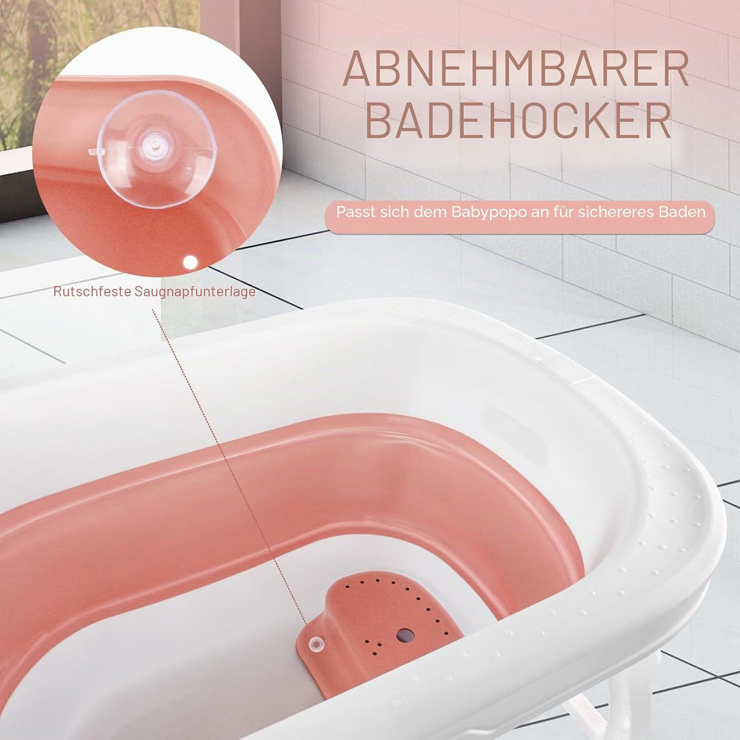Babybadewanne, zusammenklappbar, mit Badesitz und rutschfester Halterung, von Geburt bis 3 Jahre, pl