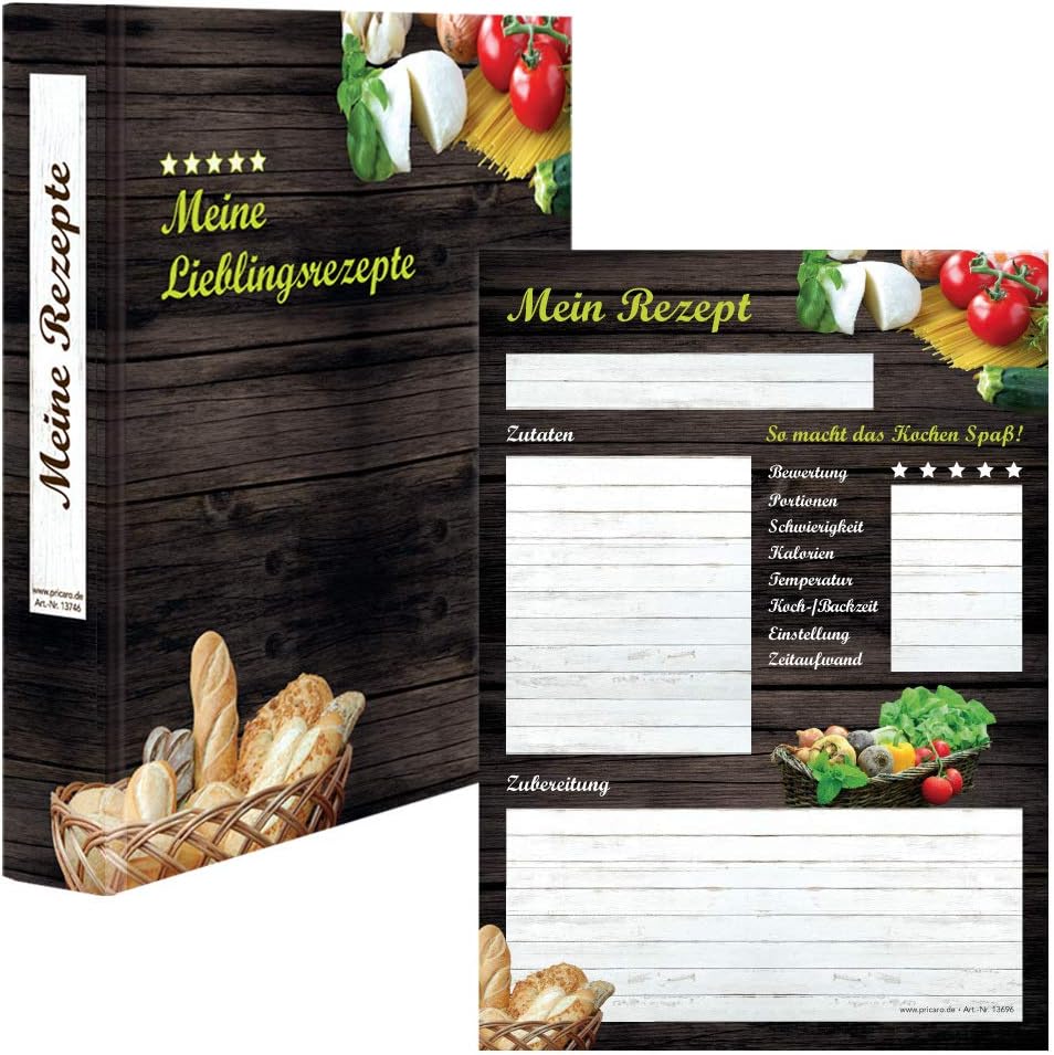 PRICARO Rezeptordner mit Rezeptblock "Mediterran", A5