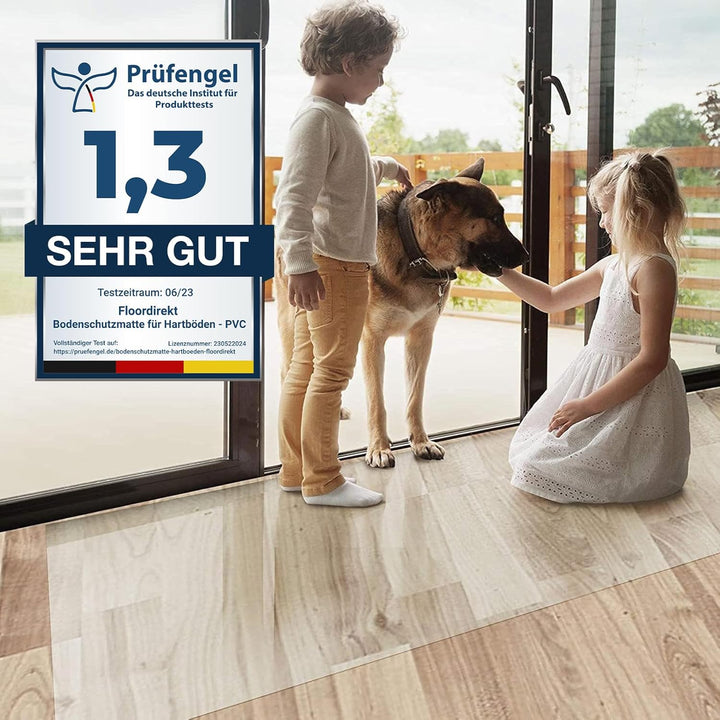 Floordirekt Bürostuhlunterlage Bodenschutzmatte - Bodenmatte Stuhlunterlage - Transparent - Stärke: