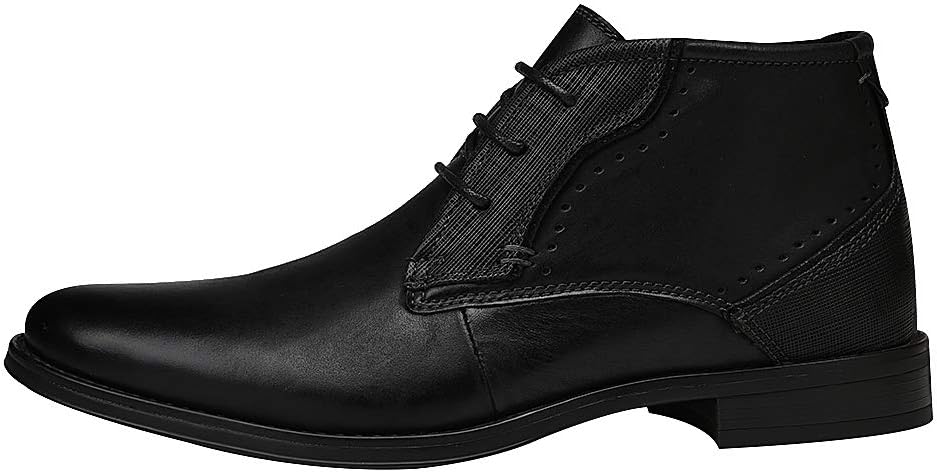 rismart Herren Knöchel hoch Runder Zeh Stilvoll Leder Chukka Bootsschuhe 39 EU Schwarz A, 39 EU Schw