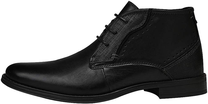 rismart Herren Knöchel hoch Runder Zeh Stilvoll Leder Chukka Bootsschuhe 39 EU Schwarz A, 39 EU Schw
