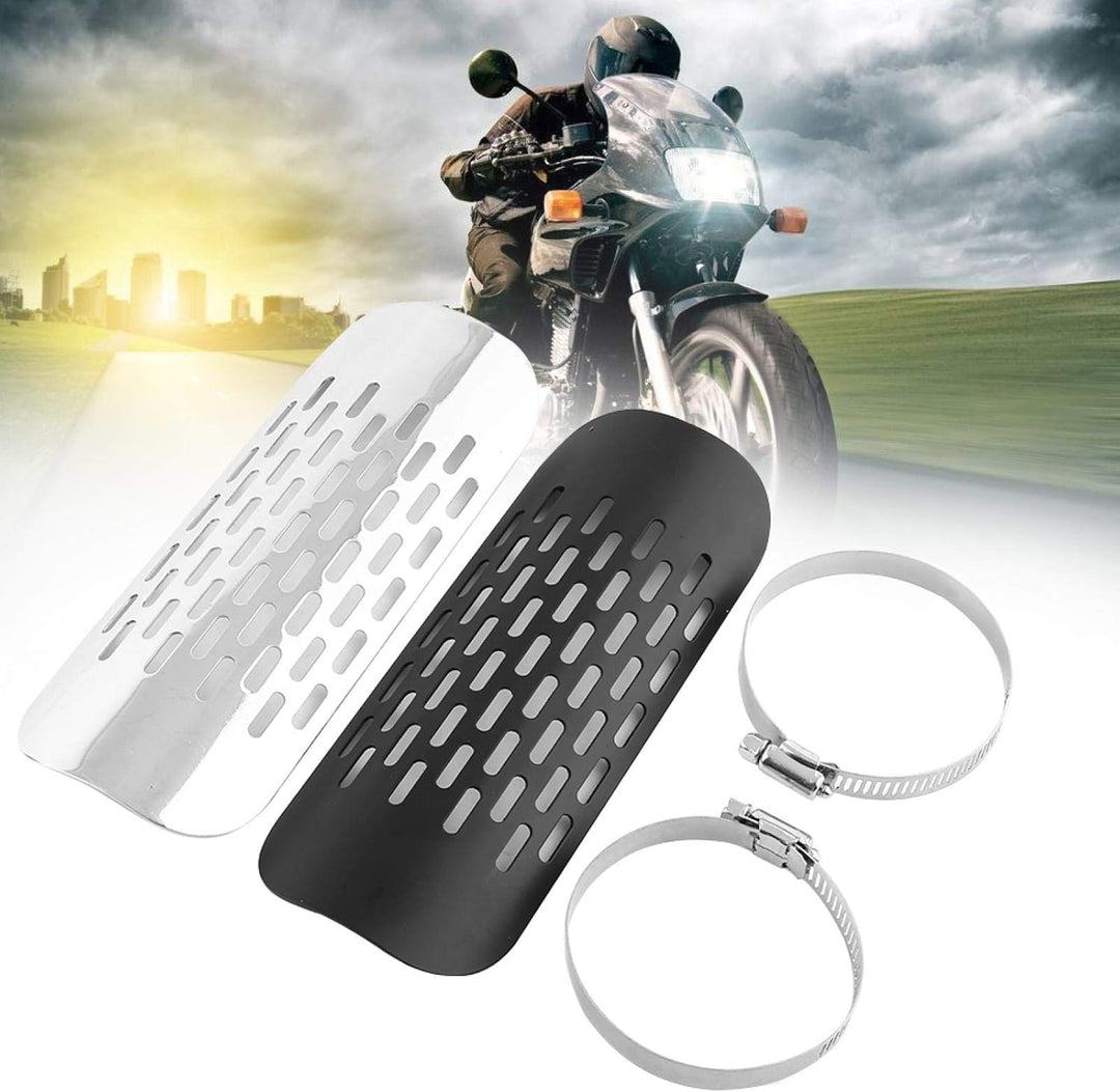 Für Auspuff Hitzeschild - Universal Motorrad Auspuffrohr Hitzeschild Abdeckung(Silber), Silber