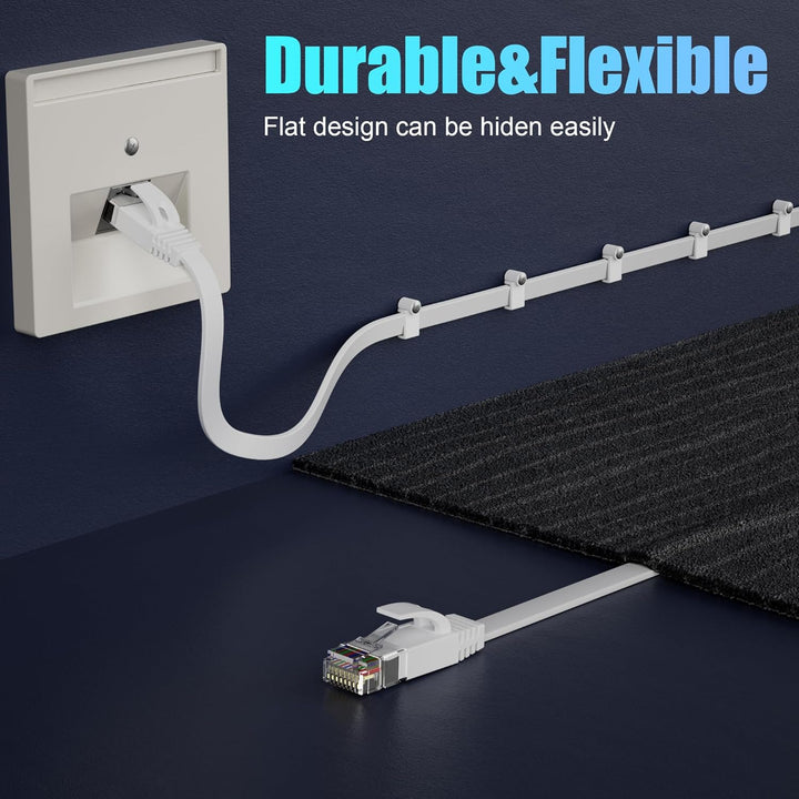 Soibke LAN Kabel 50 Meter, Flach Cat 6 Netzwerkkabel 50m Ethernet Kabel Dünn, Hochgeschwindigkeits 1