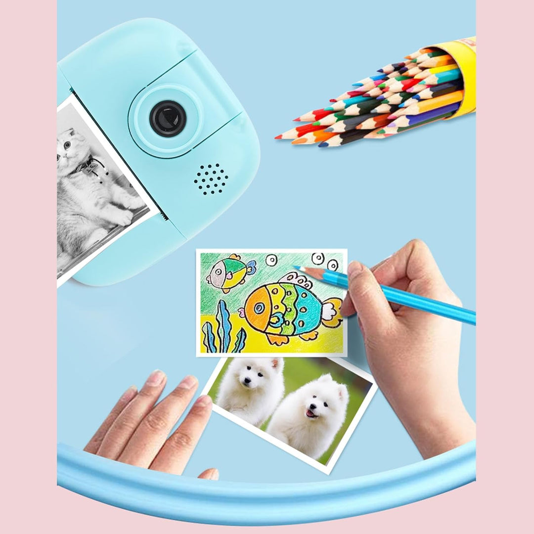 Sofortbildkamera für Kinder, Digitalkamera für Kinder, 1080P 44 MP Videokamera, Tragbarer Thermodruc