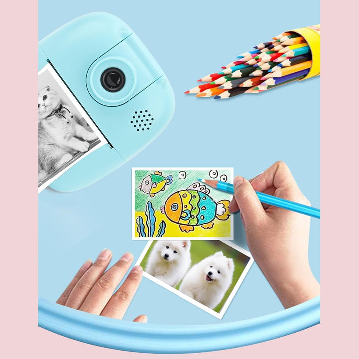 Sofortbildkamera für Kinder, Digitalkamera für Kinder, 1080P 44 MP Videokamera, Tragbarer Thermodruc