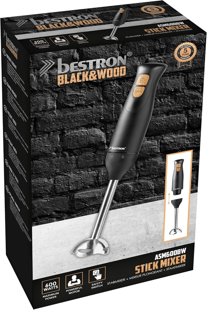 Bestron Stabmixer, Pürierstab mit 2 Geschwindigkeitsstufen & ergonomischer Handgriff, inkl. Turbofun