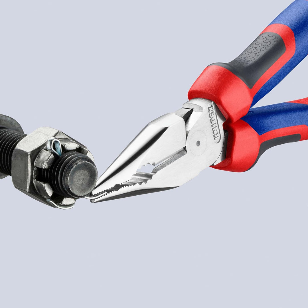 KNIPEX 08 25 185 Spitz-Kombizange mit Mehrkomponenten-Hüllen verchromt 185 mm