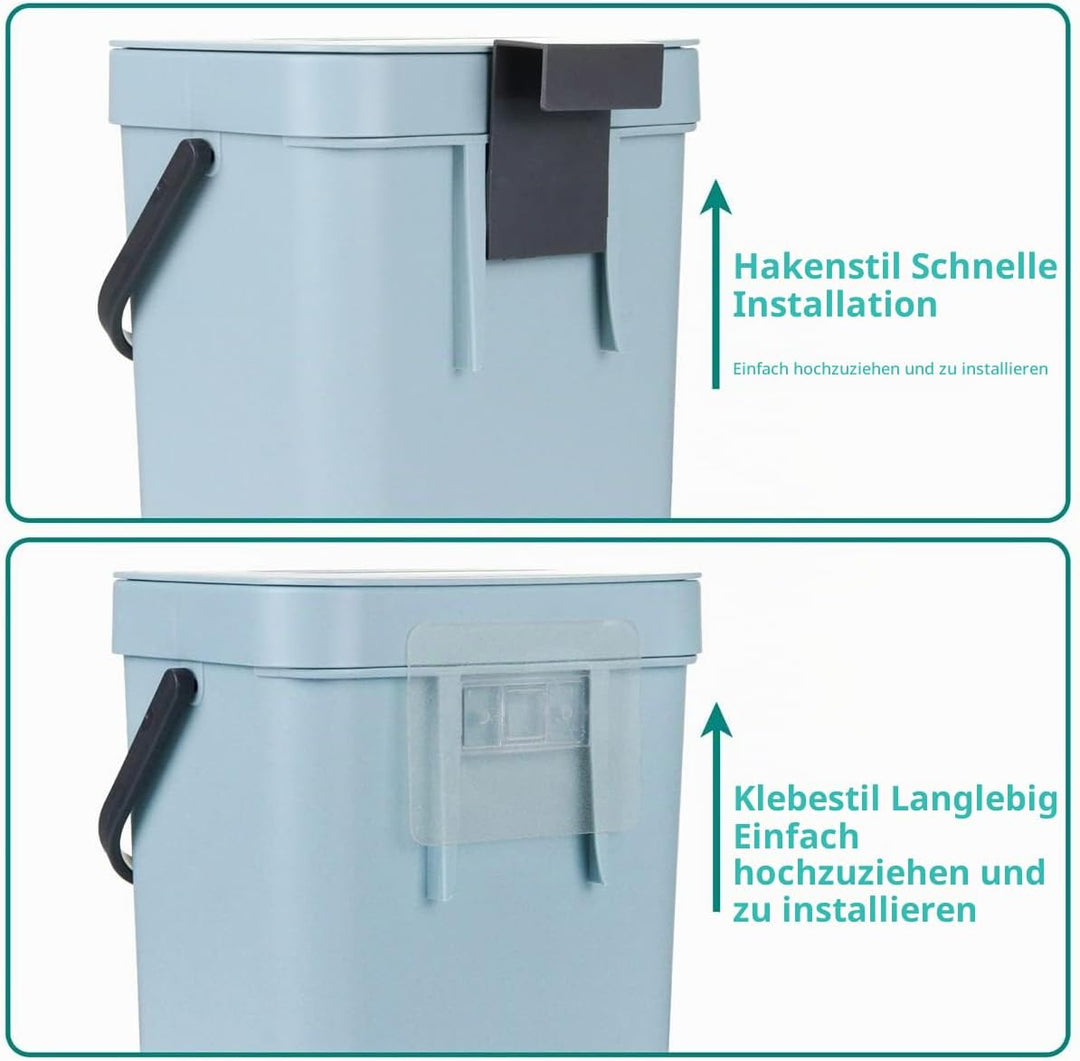 Spesh Biomülleimer Küche 2er-Set(5L+3L) Kunststoff Komposteimer Geruchsdicht Aufhängbar Abfalleimer