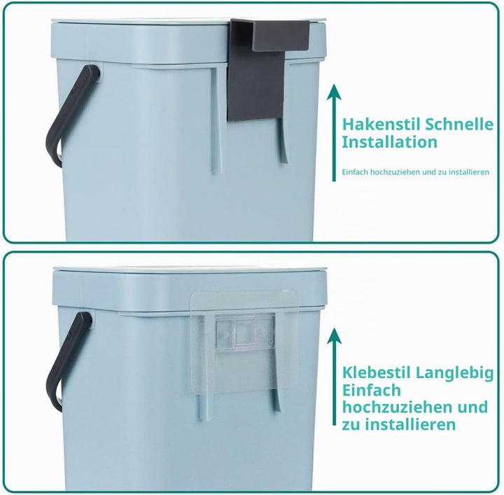 Spesh Biomülleimer Küche 2er-Set(5L+3L) Kunststoff Komposteimer Geruchsdicht Aufhängbar Abfalleimer