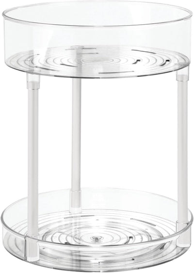 mDesign Kosmetik Organizer – zweistöckige Make-up Ablage mit Drehtellern – Baderegal stehend aus Kun