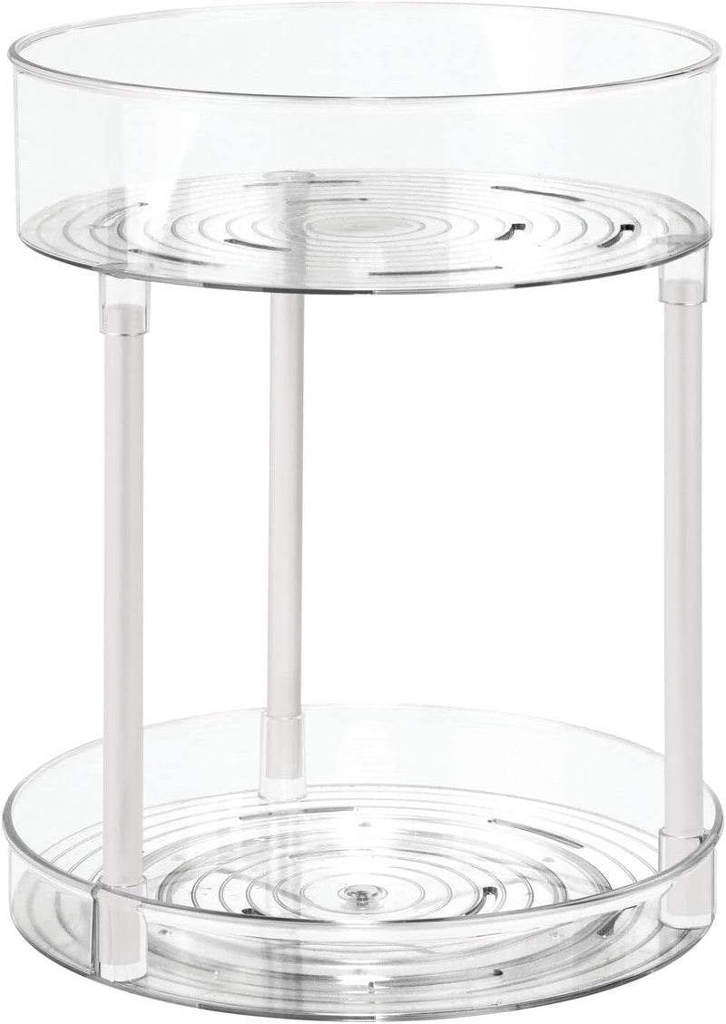 mDesign Kosmetik Organizer – zweistöckige Make-up Ablage mit Drehtellern – Baderegal stehend aus Kun