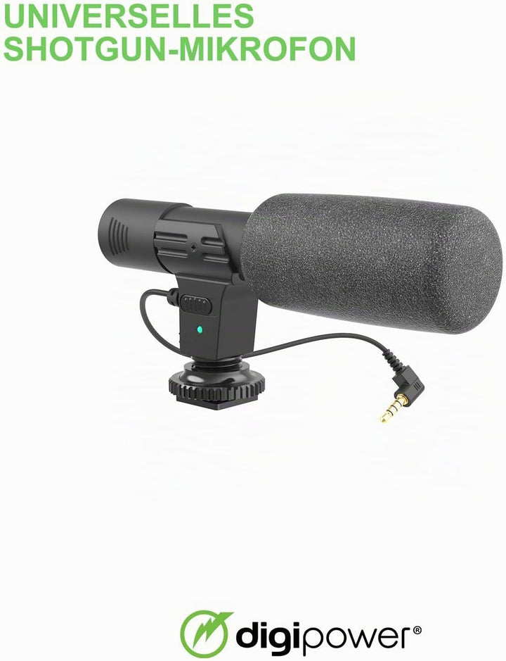 DigiPower Vlogging Set Follow me mit LED-Videoleuchte + Mikrofon + Kameragriff mit Handy Halterung +