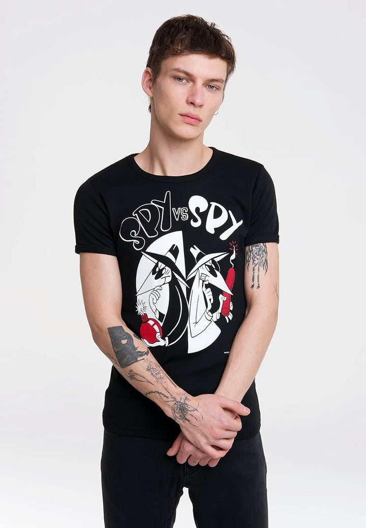Logoshirt® Mad Comics Agenten Spy vs Spy T-Shirt I Unisex I Slimtfit I schwarz kurzärmlig Rundhalskr