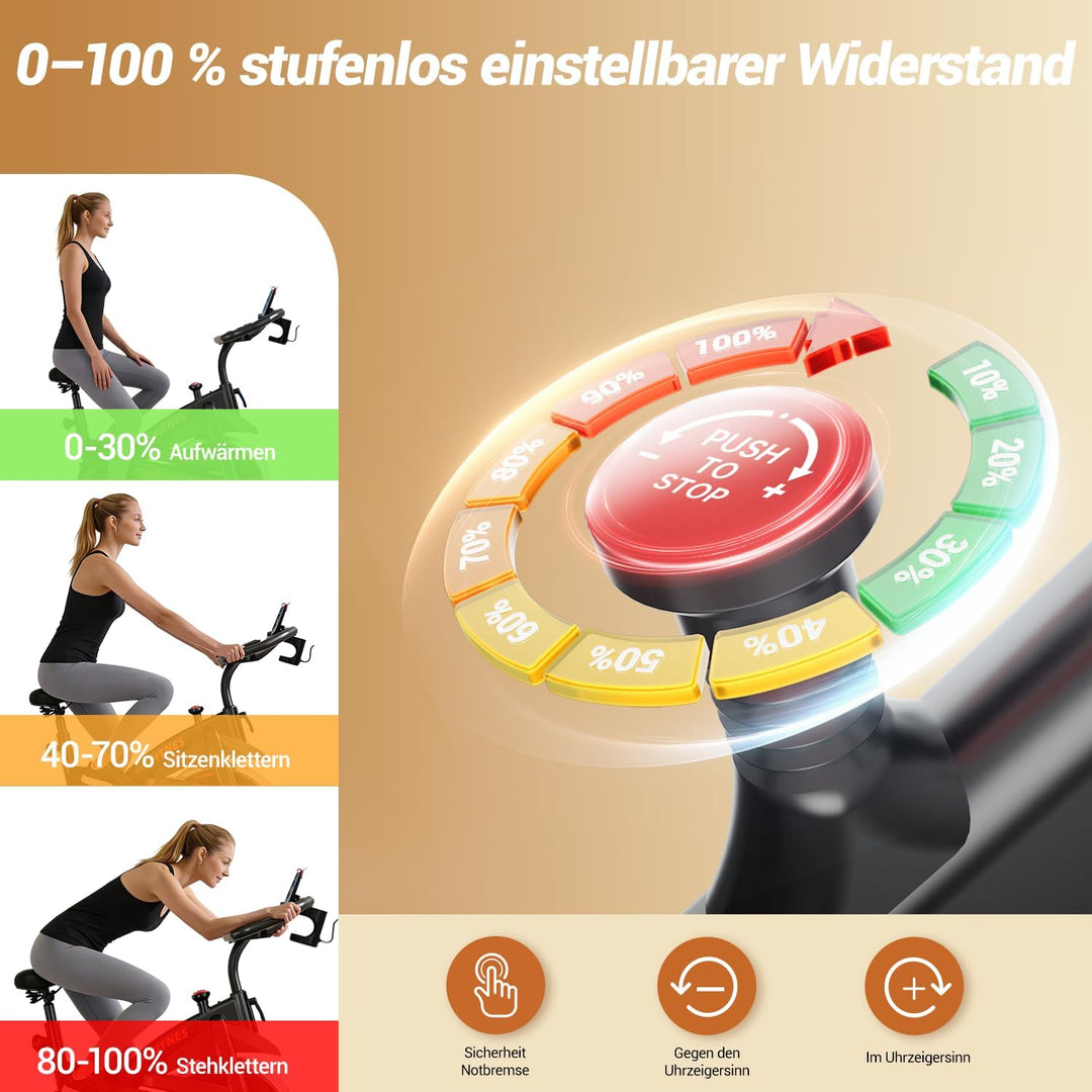 UMAY Heimtrainer Fahrrad Klappbar, Indoor Spinning Bike, Ergometer mit Pulsmessung & LED Display, Ho