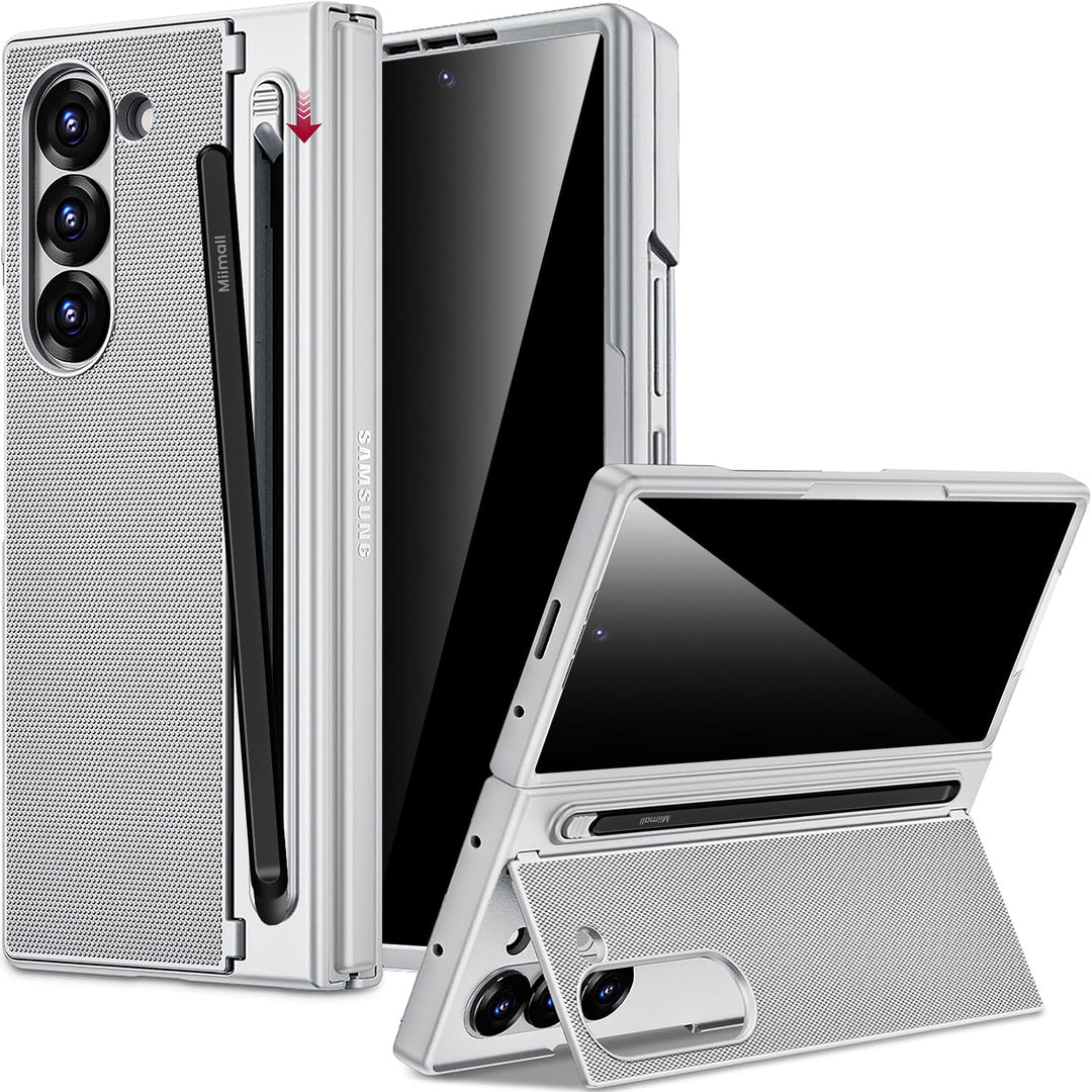 Miimall Kompatibel mit Samsung Galaxy Z Fold 5 Hülle mit S-Pen &amp; Stifthalter, [Anti-SPY Displayschut