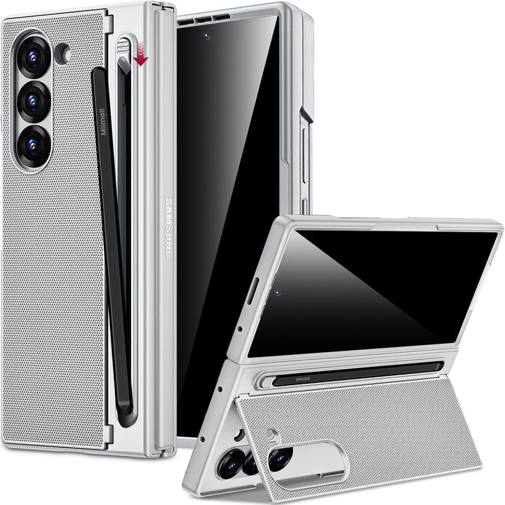 Miimall Kompatibel mit Samsung Galaxy Z Fold 5 Hülle mit S-Pen & Stifthalter, [Anti-SPY Displayschut