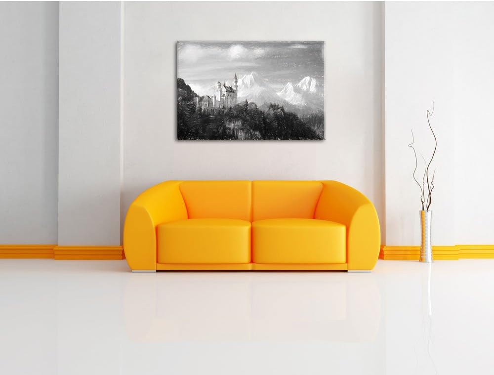 Pixxprint Schloss Neuschwanstein als Leinwandbild/Grösse: 100x70 cm/Wandbild/Kunstdruck/fertig bespa