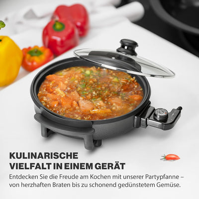 Clatronic® Partypfanne | Multifunktionspfanne zum Kochen, Braten, Dünsten und Warmhalten | Antihaftb