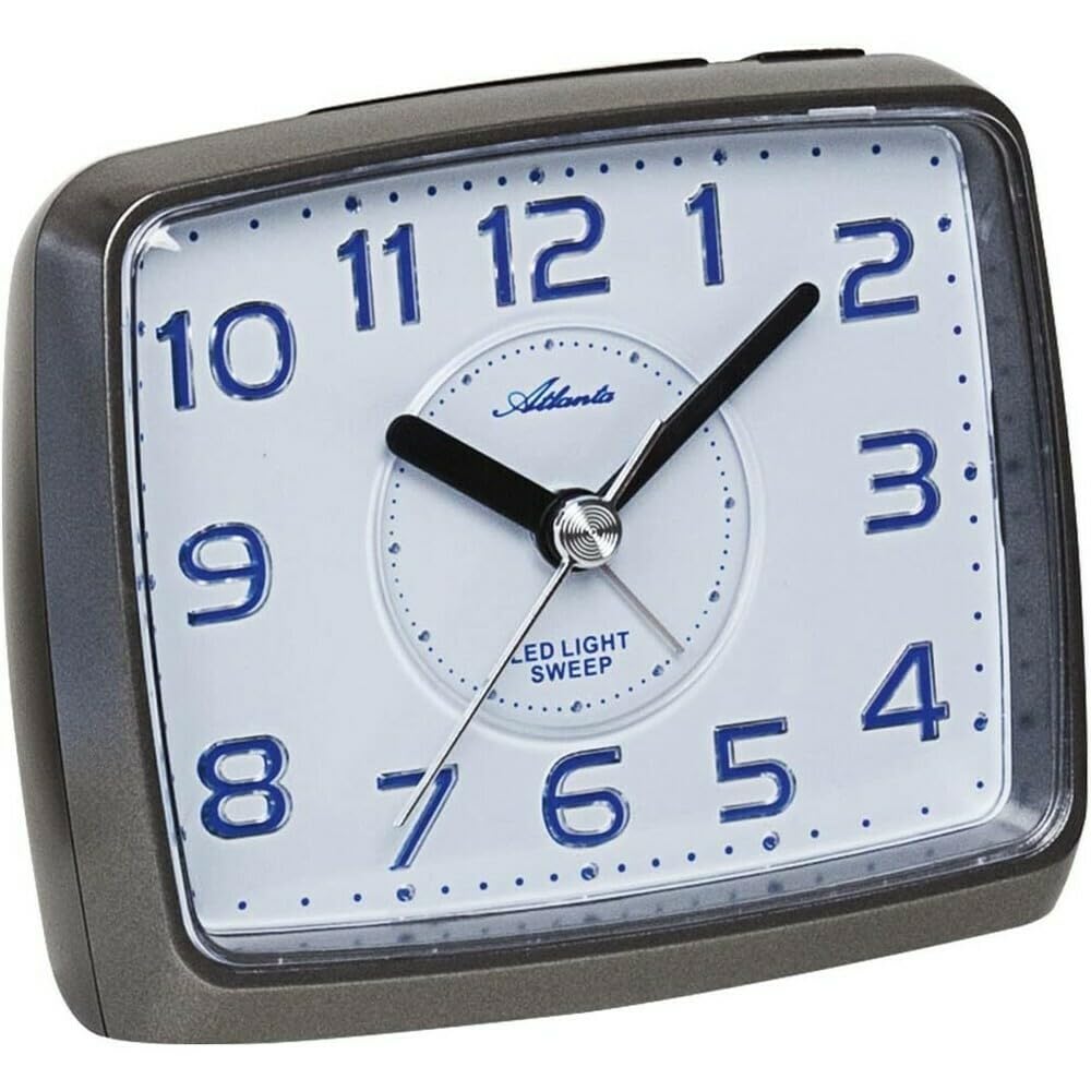 Atlanta Wecker ohne Ticken mit LED Spot-Licht Analog Quarz Grau - 1979-4