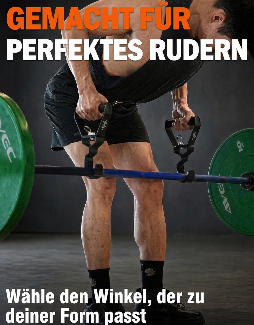 Fitarc Verbesserter 12-stufiger Griff, Einstellgriff, 2 Stück, LAT-Pulldown-Aufsätze, Rudergriff, Kl