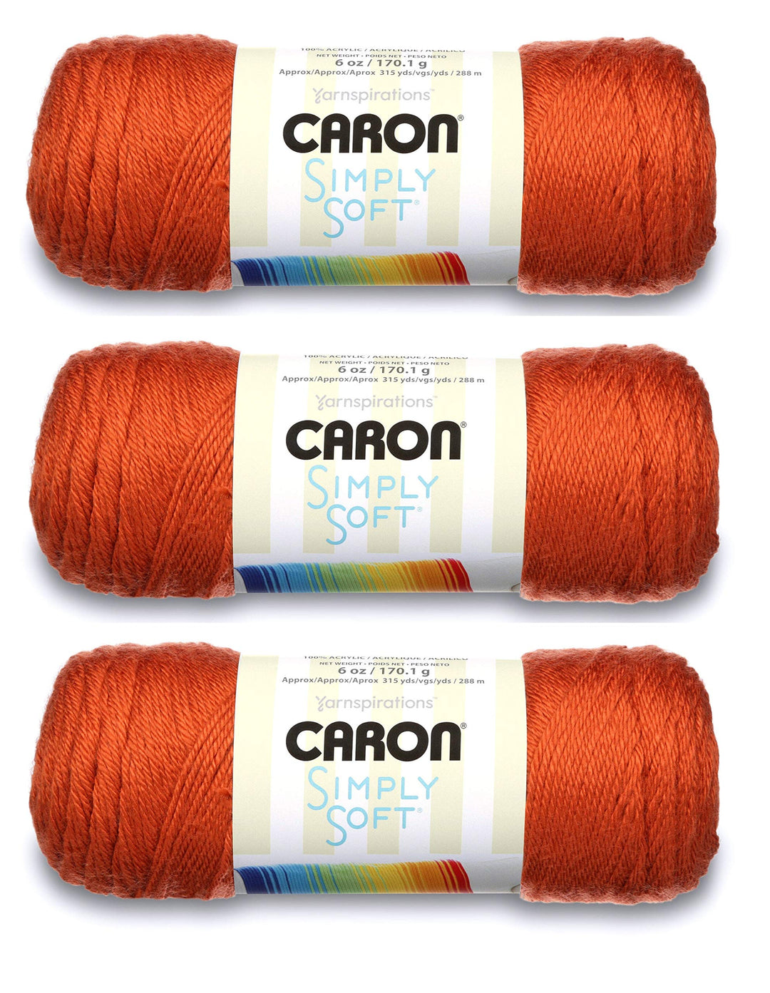 Caron, 170 g, Caron Simply Soft Strickgarn, 3 Stück, bone_parent #H97003-9765 Pumpkin, #H97003-9765