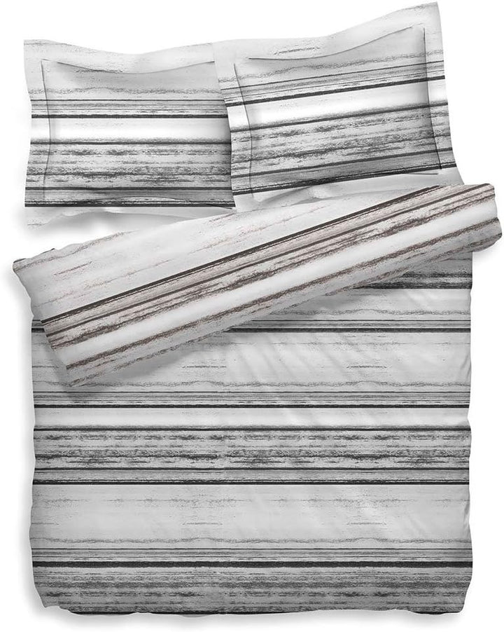Heckett Lane Twill Bettwäsche Skip 135x200 (80x80) Braun/Grau