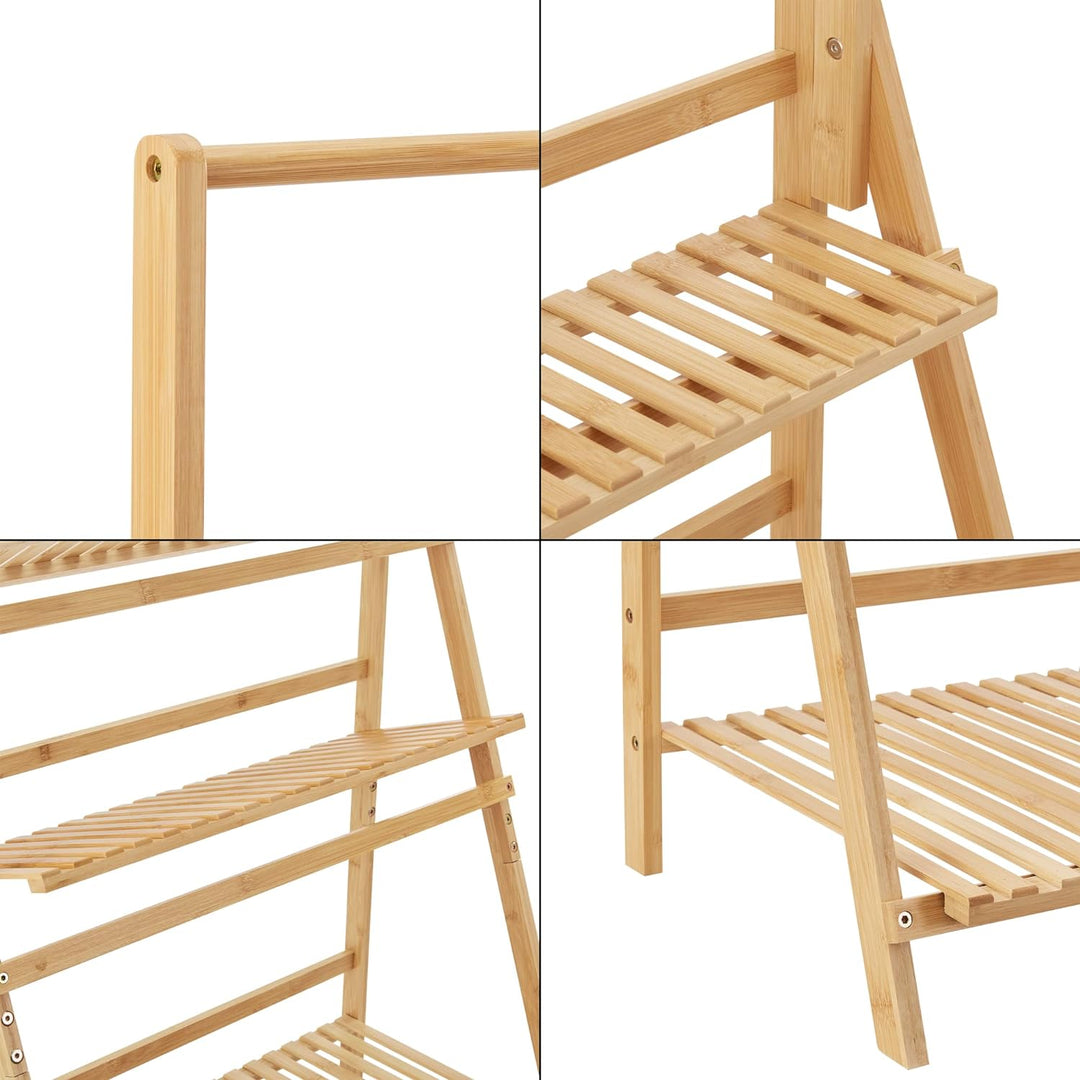 [en.casa] Pflanzenleiter Brändö 3-Ebenen 144 x 70 x 39,5 cm Blumenleiter Blumenständer Blumenregal B