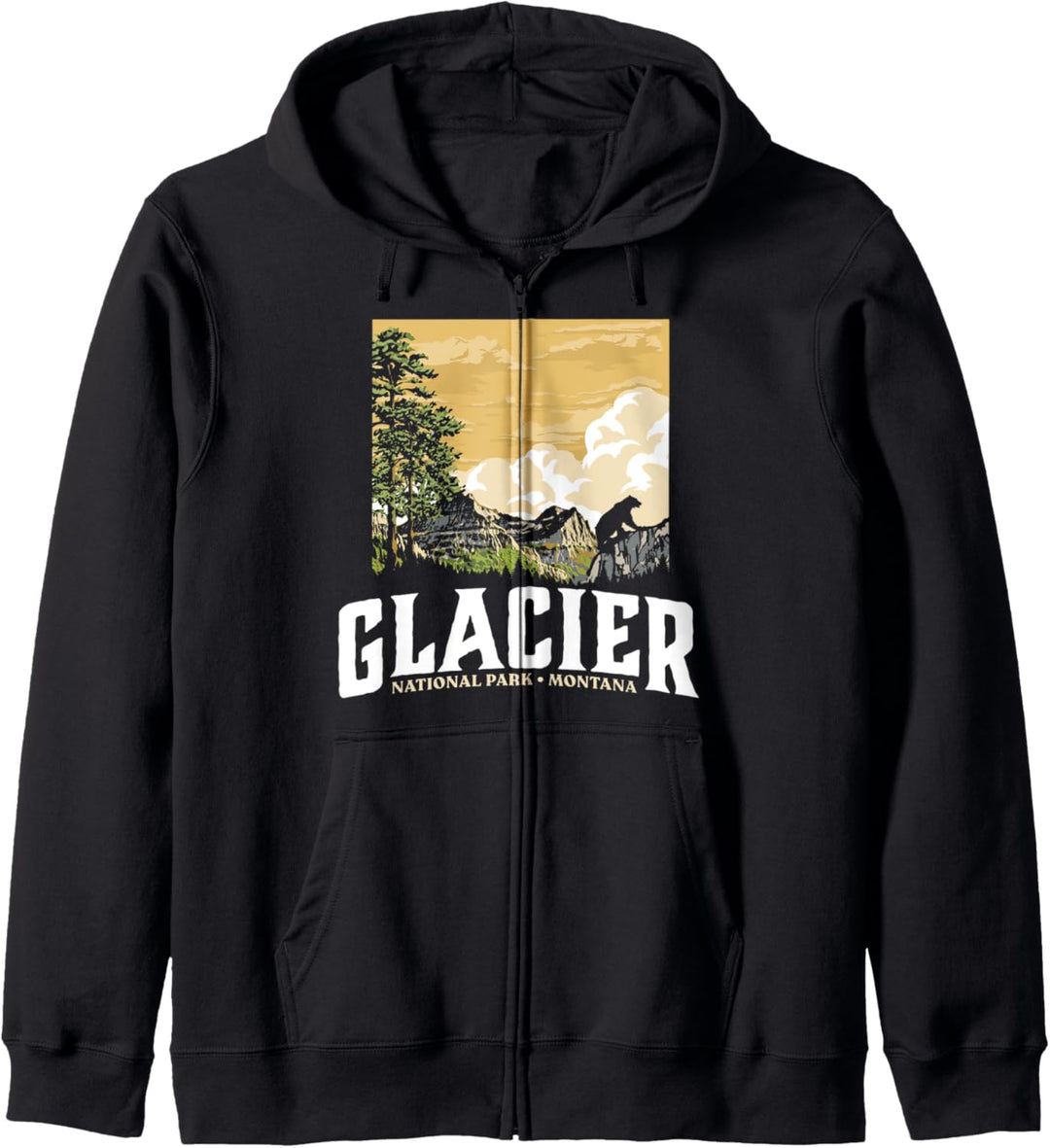 Glacier National Park WPA Style Vintage Montana Mountains Kapuzenjacke