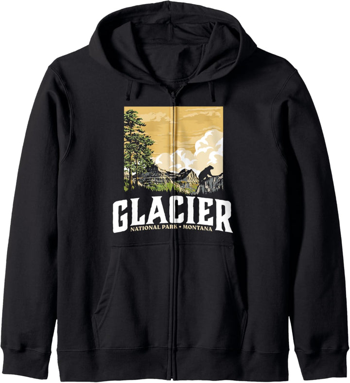 Glacier National Park WPA Style Vintage Montana Mountains Kapuzenjacke