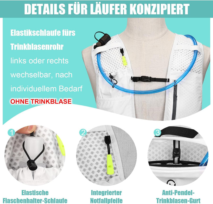 Laufweste Damen &amp; Herren mit 500ml Trinkflasche, Reflektierende Running Vest für Bessere Sichtbarkei