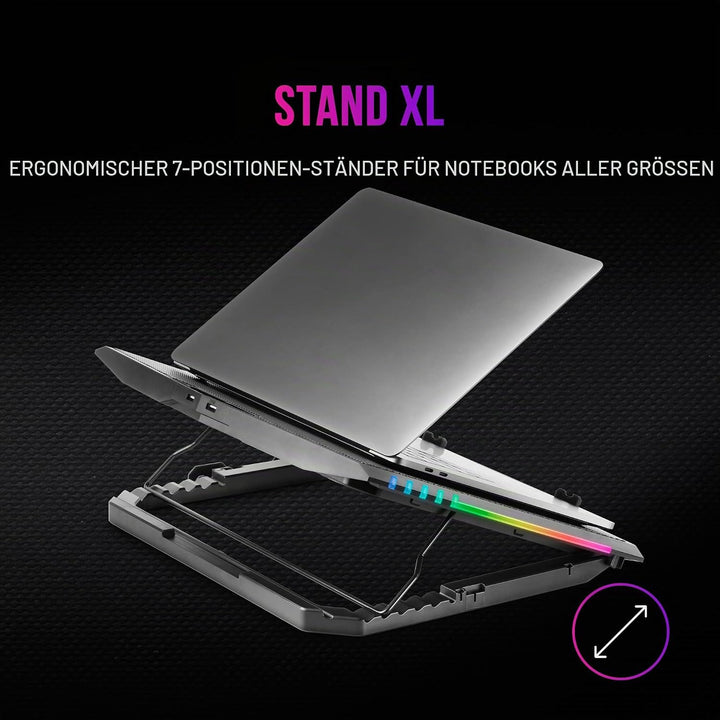 MARSGAMING MNBC5, XL Cooling Base &amp; Stand ARGB, 6 Fans, Smartphone Holder