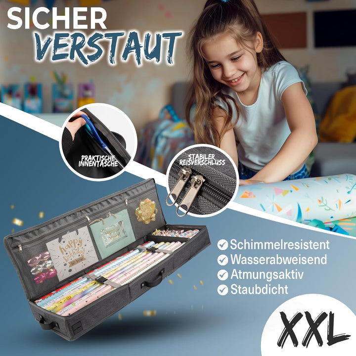 neVaxx® -Premium Aufbewahrungstasche für Geschenkpapier-wasserdichtes 600D Oxford-Geschenkpapier auf