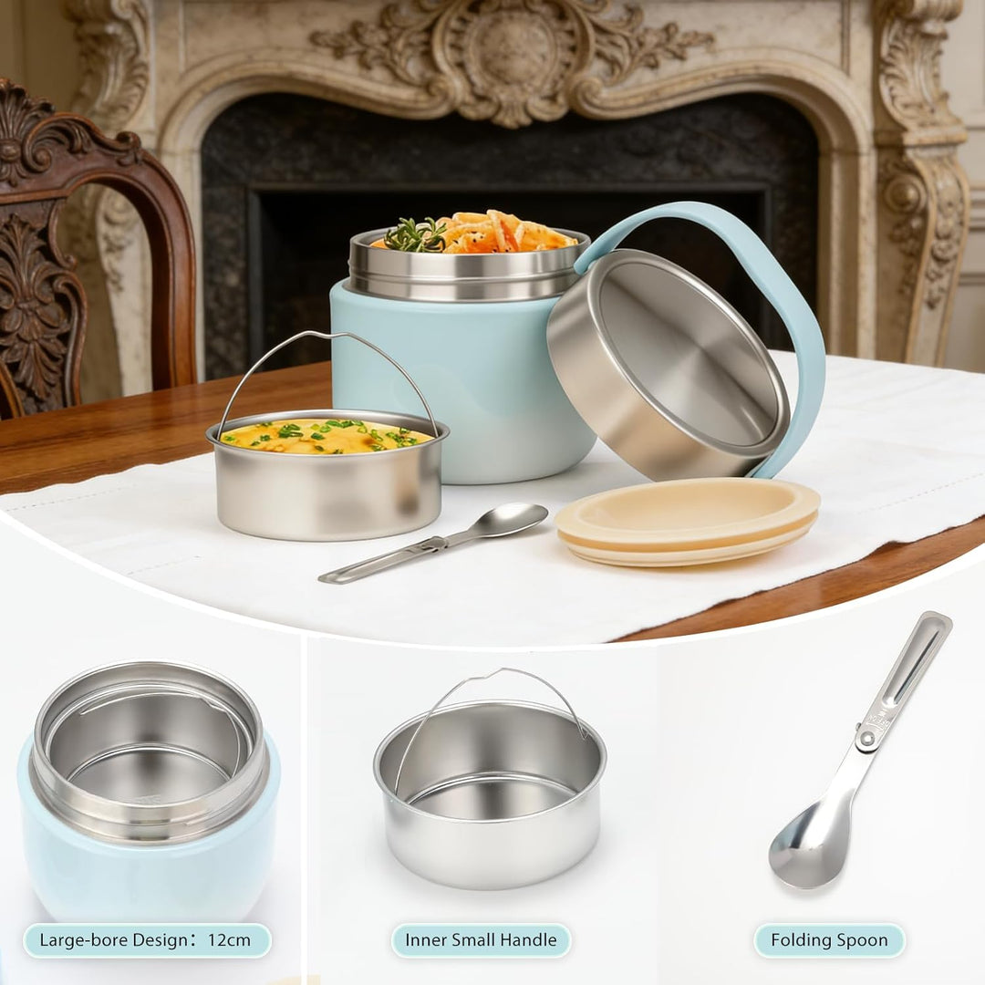 VINATO 1.2L Thermobehälter Für Essen Thermo Lunchbox Bento Box Erwachsene mit Edelstahl, Auslaufsich