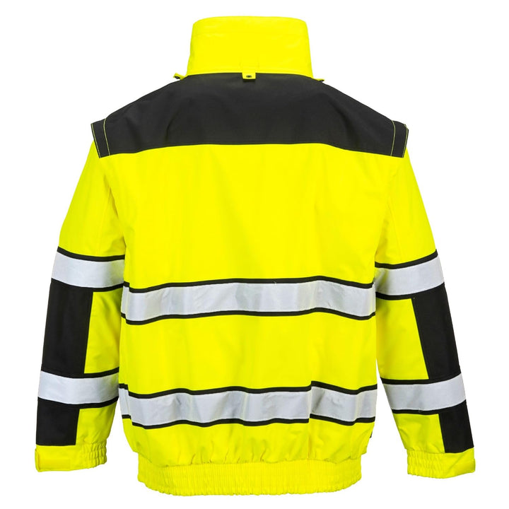 Portwest Klassische Warnschutz-Pilotjacke, Grösse: XL, Farbe: Gelb/Schwarz, C466YBRXL XL gelb / schw