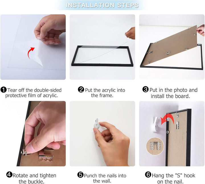 YEEPHAN A3 Aluminium-Fotorahmen mit Plastic glass front, Wandhalterung für Bild oder Zertifikat 29,7
