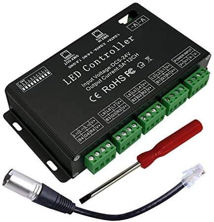 12 Kanal DMX Decoder,DMX512 Decoder RGB LED Controller 60A PWM DMX512 Dimmertreiber für RGB LED Stre