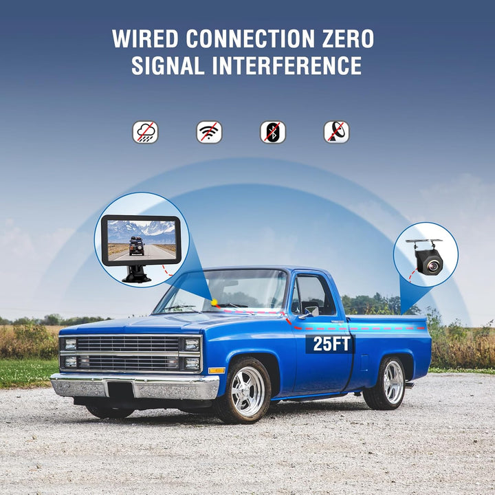 PARKVISION Rückfahrkamera Auto mit Nachtsicht, Rückfahrkamera Nachrüsten System mit 7" LCD Auto Moni