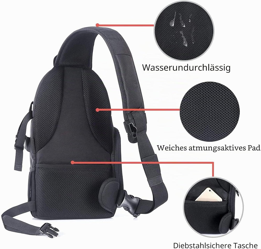 MOSISO Kameratasche Brust, DSLR/SLR/Spiegellose Kamera Rucksack Tasche Stossfester Fotografie Rucksa