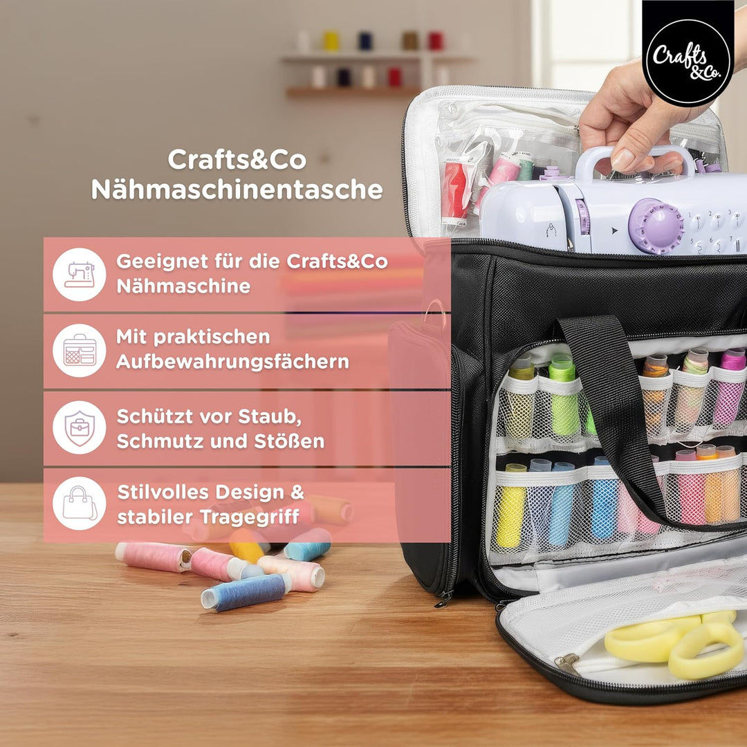 Crafts&Co® Nähmaschinentasche mit Stabilen Tragegriffen | Transporttasche für Nähmaschine mit Prakti