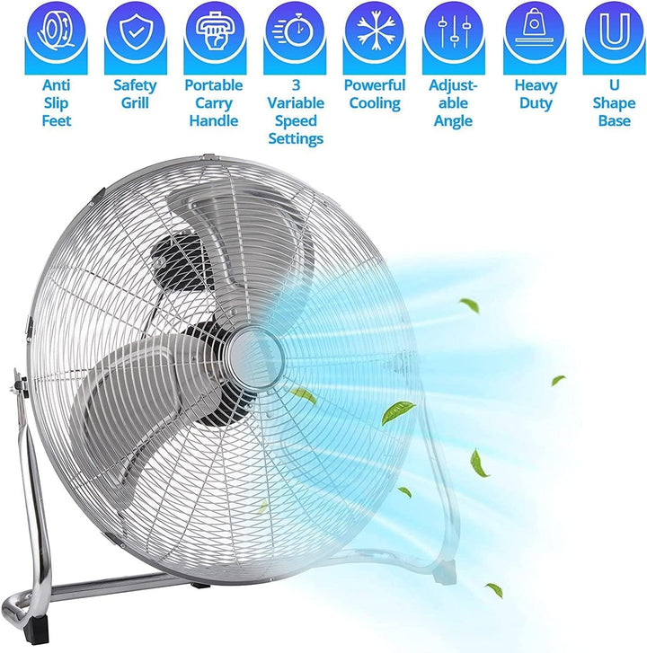 Senelux Bodenventilator – Fitnessstudio-Ventilator aus Chrom – 16-Zoll-elektrischer tragbarer Kühlve